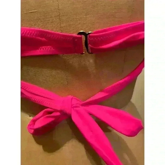 Thick Band Push Up Halter Padded Bikini Swimsuit Top Hot Pink NWT Size 20W - Picture 6 of 9